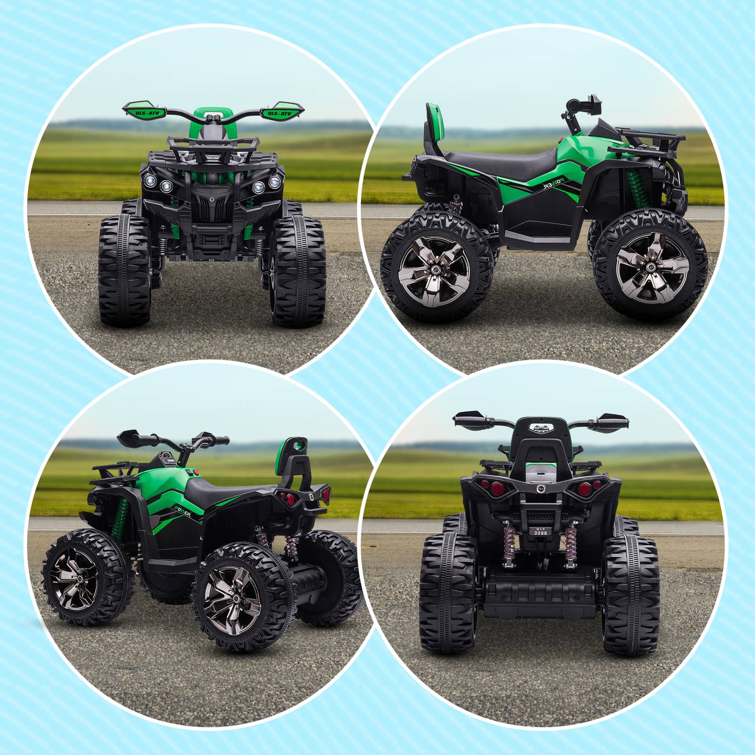 Elektrische kinderquad, vooruit & achteruit, MP3 & koplampen