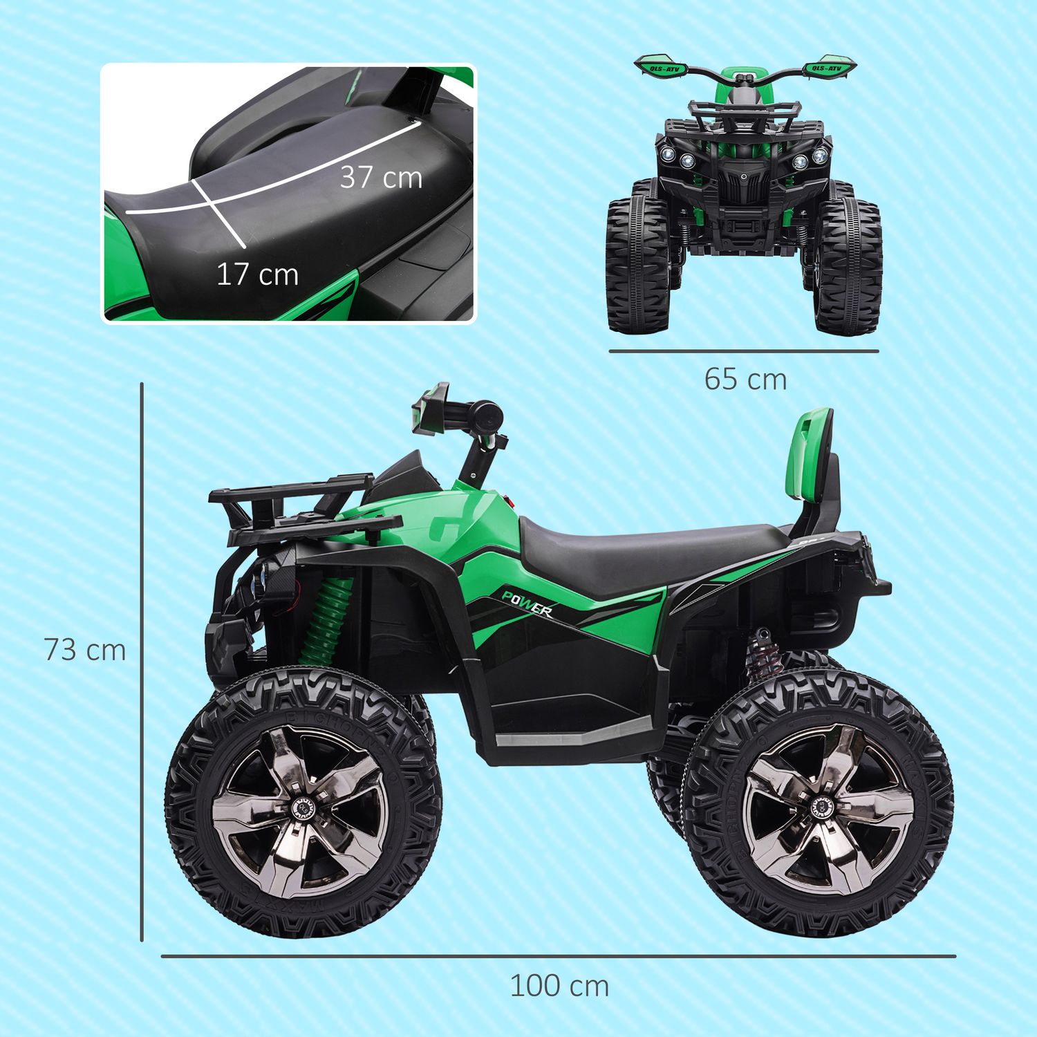 Elektrische kinderquad, vooruit & achteruit, MP3 & koplampen