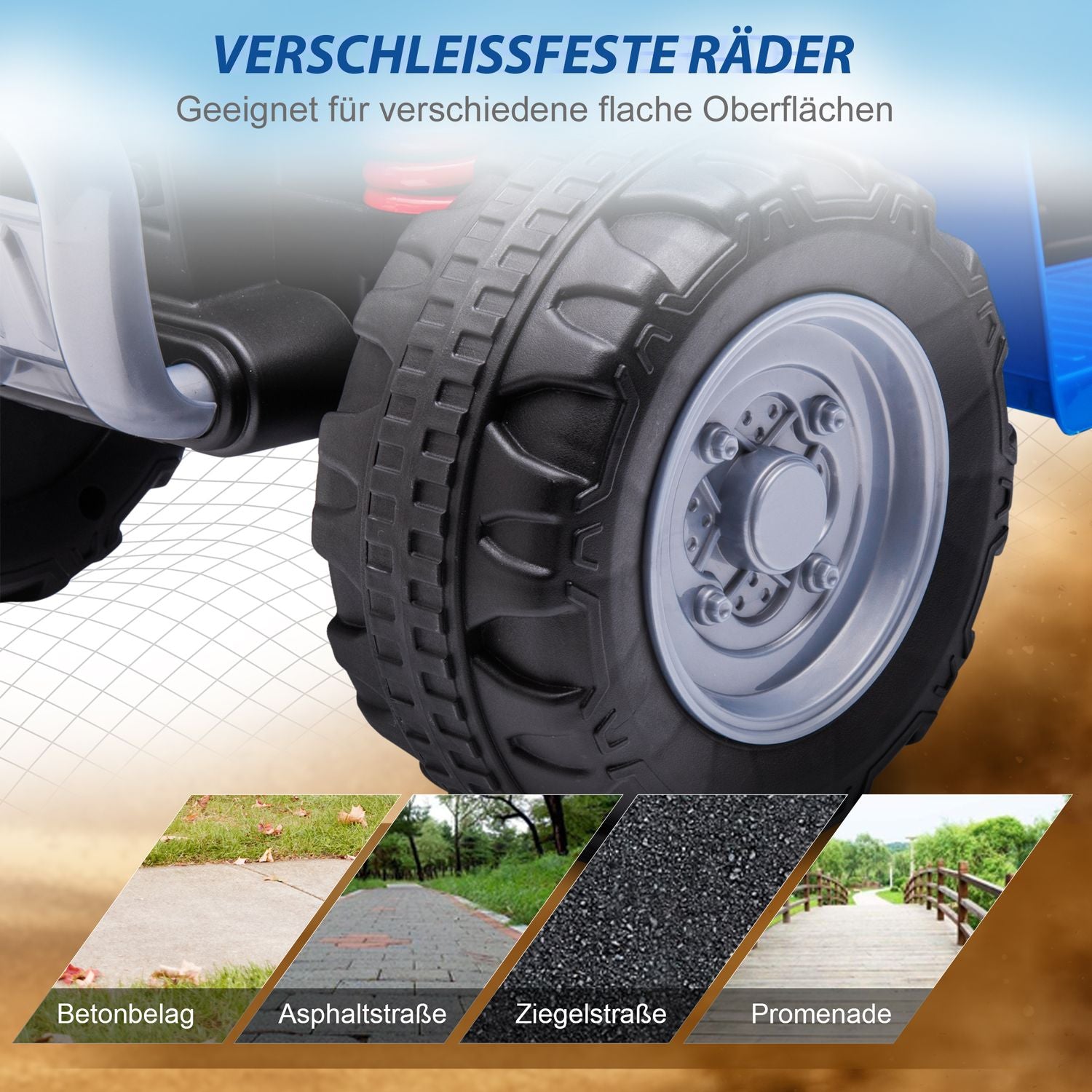 Elektrische quad voor kinderen met ledverlichting en claxon, metallic blauw