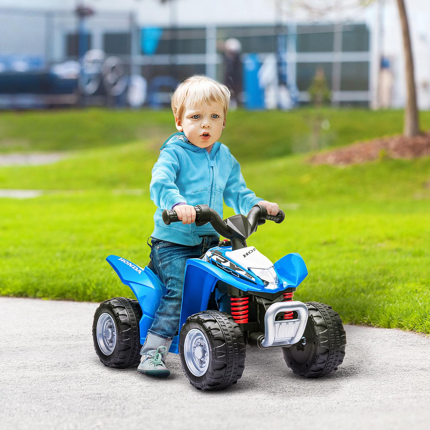 Elektrische quad voor kinderen met ledverlichting en claxon, metallic blauw