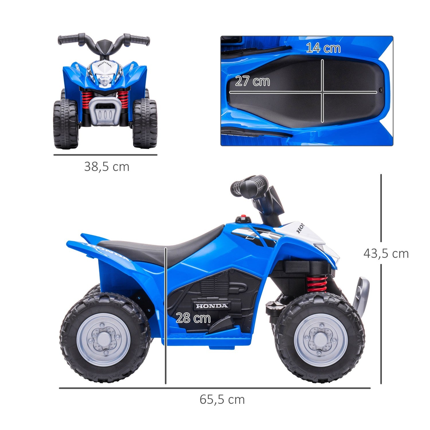 Elektrische quad voor kinderen met ledverlichting en claxon, metallic blauw