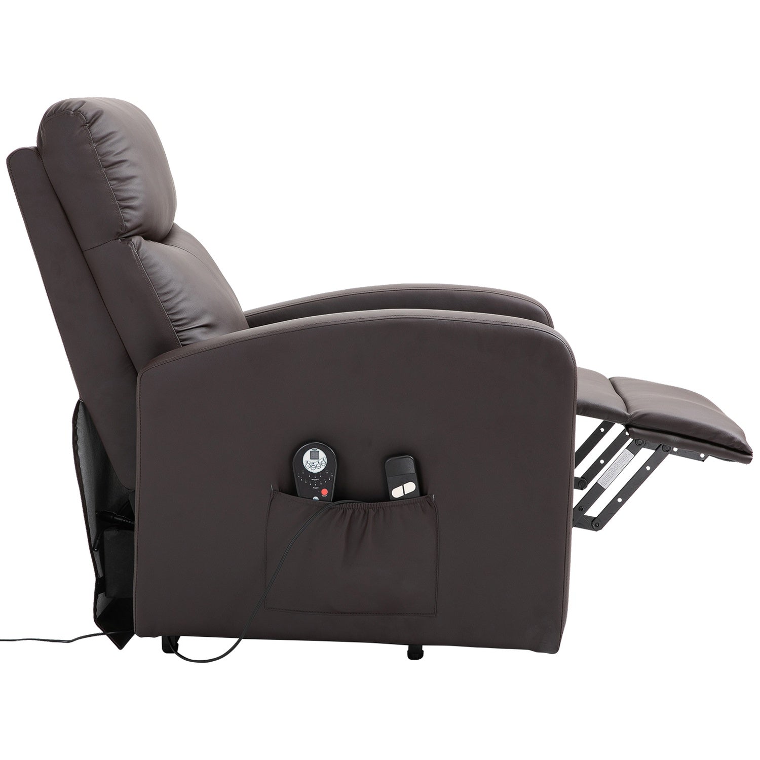Elektrische massagestoel, liggend met sta-opondersteuning, bruin