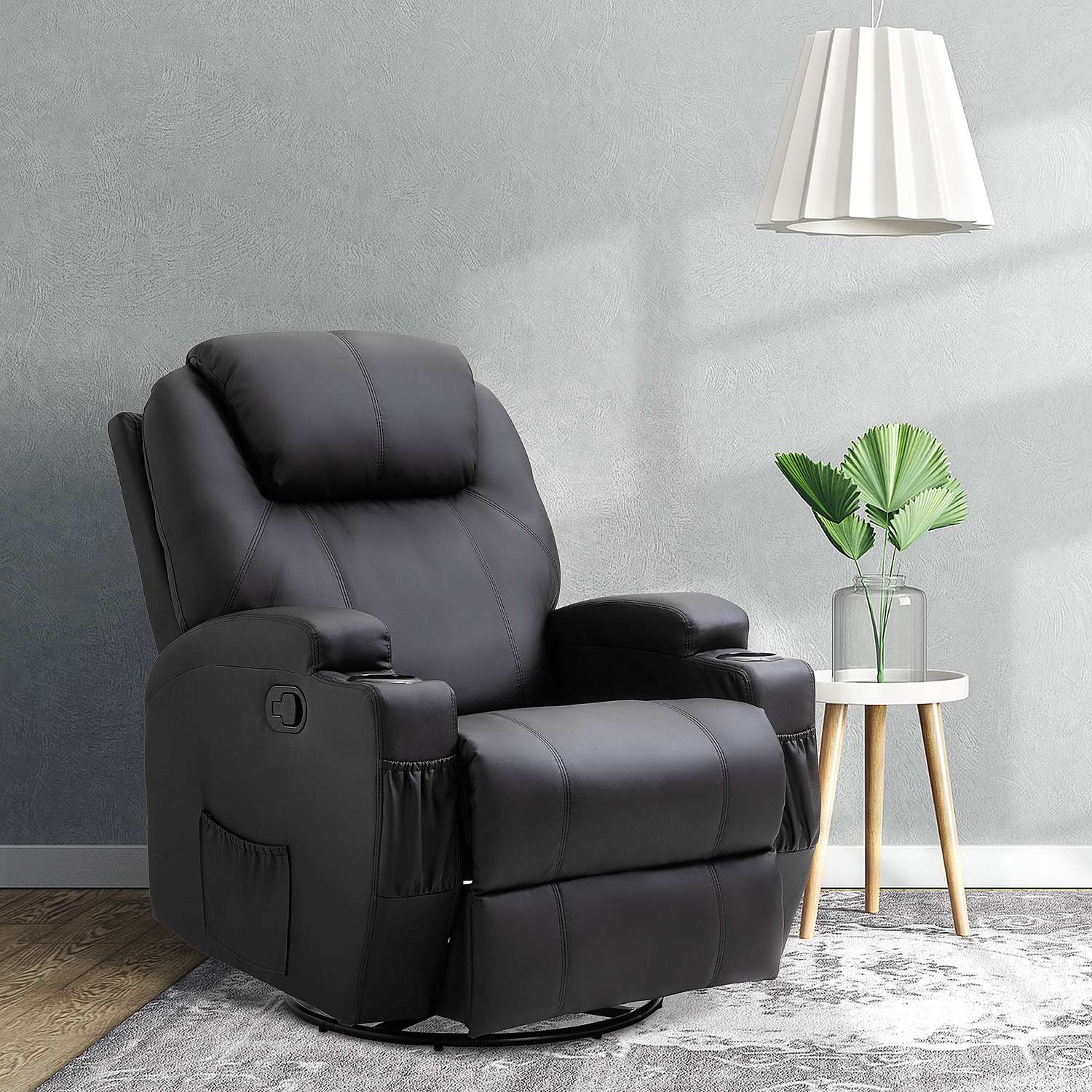 Elektrische massagestoel, liggend, 5 standen, zwart kunstleer