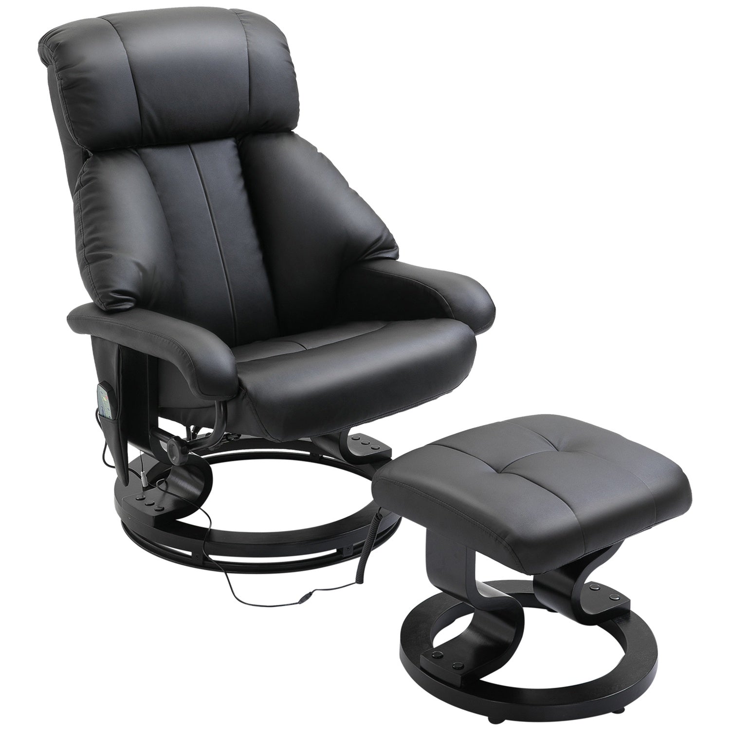 Fauteuil de massage électrique avec pouf – noir