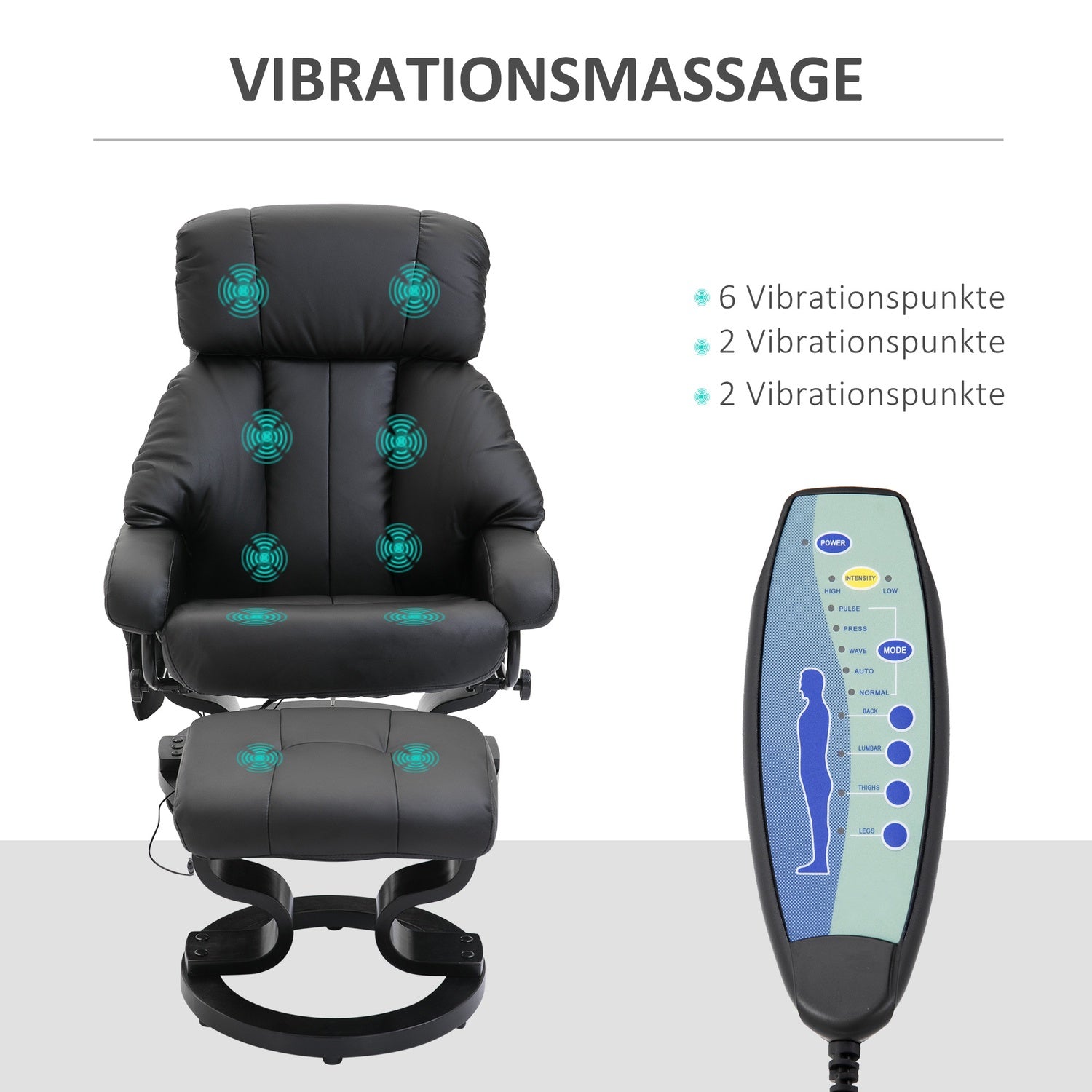 Fauteuil de massage électrique avec pouf – noir