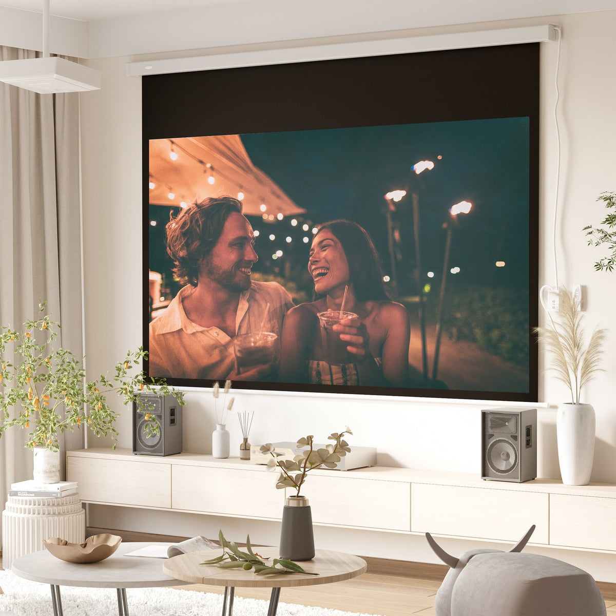 Elektrisch projectiescherm 100" 16:9 HD 4K met afstandsbediening