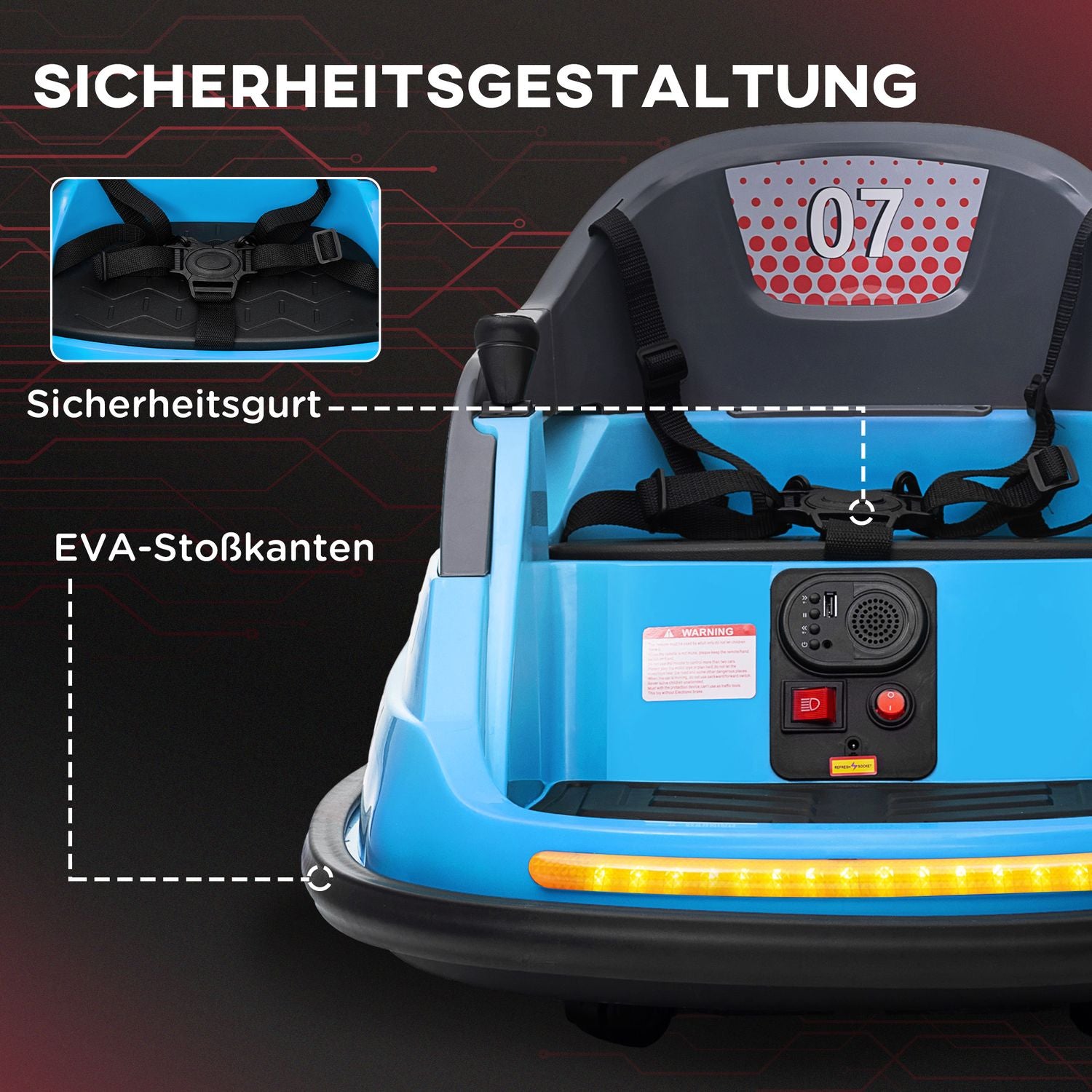Elektrische botsauto voor kinderen met 360° draaifunctie en verlichting