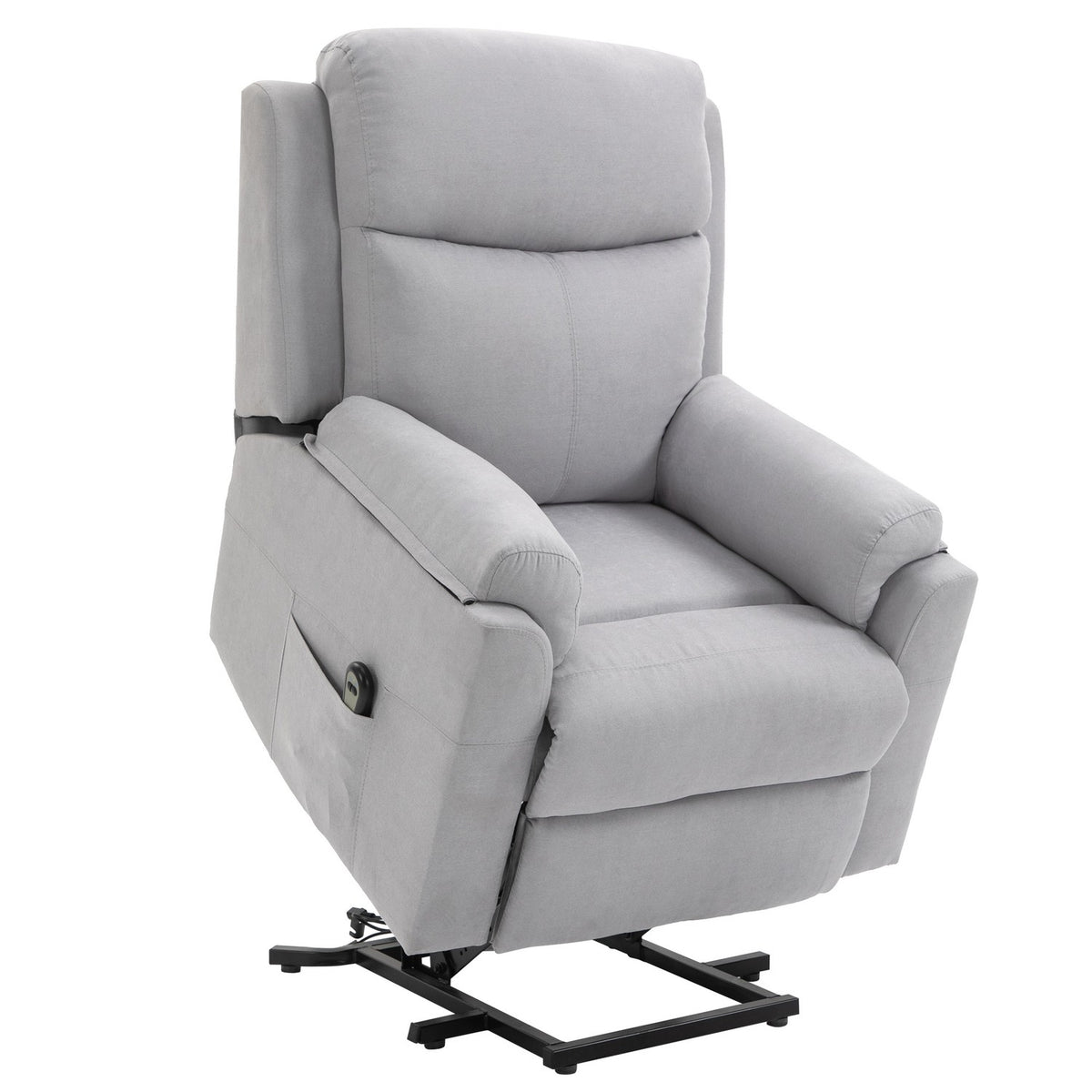 Elektrische relaxfauteuil voor senioren, sta-op functie, linnen grijs