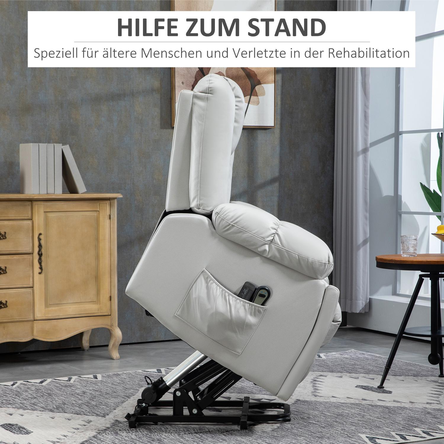 Elektrische relaxfauteuil – massage, binnenvering, lichtgrijs