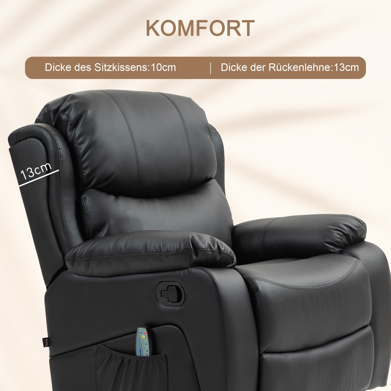 Elektrische relaxfauteuil met massage- en warmtefunctie