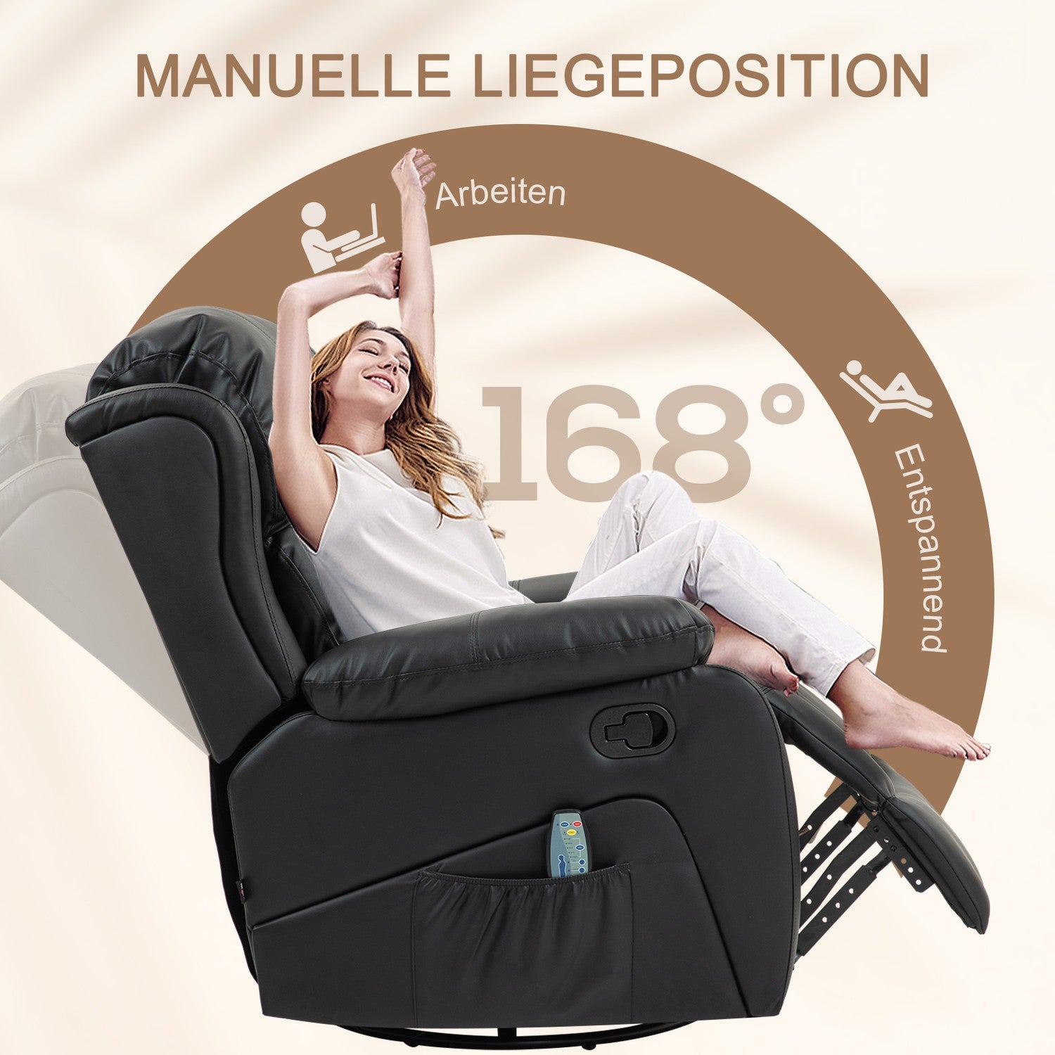 Elektrische relaxfauteuil met massage- en warmtefunctie