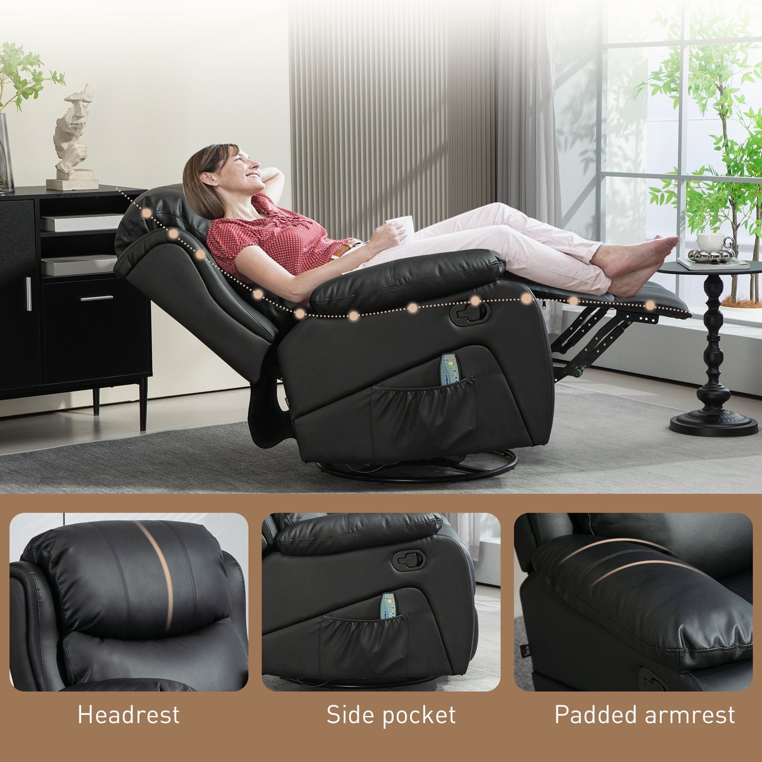 Elektrische relaxfauteuil met massage- en warmtefunctie