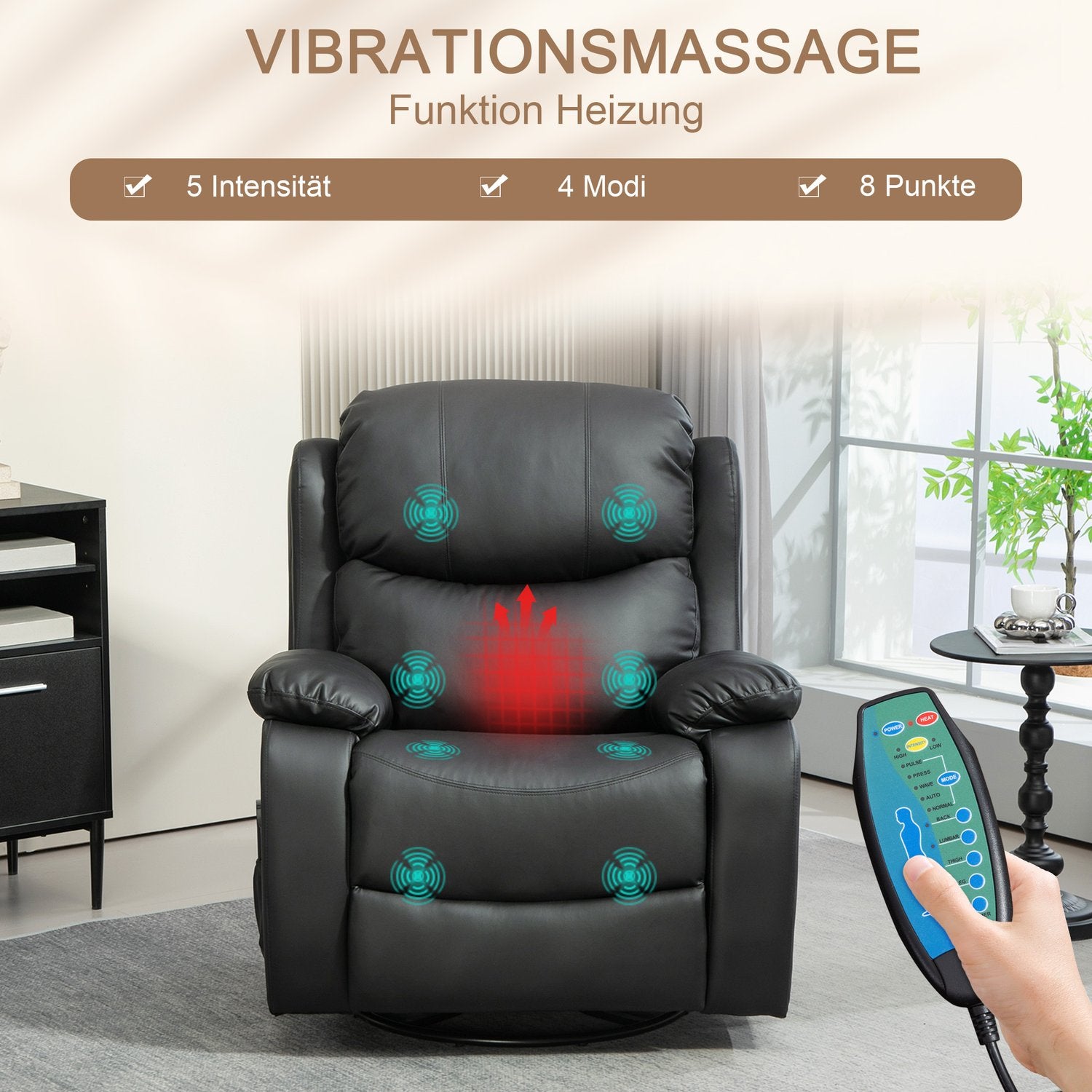 Elektrische relaxfauteuil met massage- en warmtefunctie