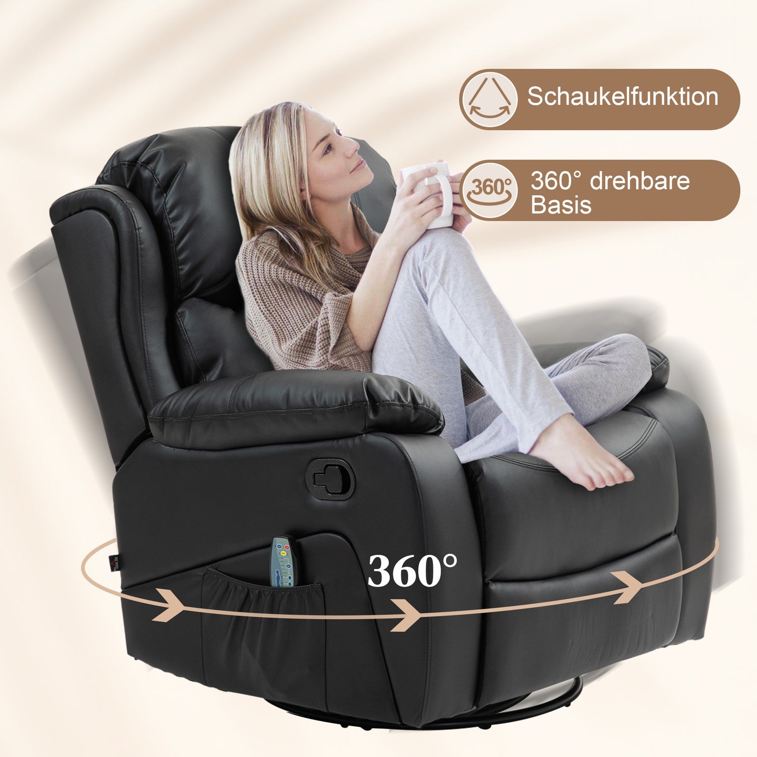 Elektrische relaxfauteuil met massage- en warmtefunctie