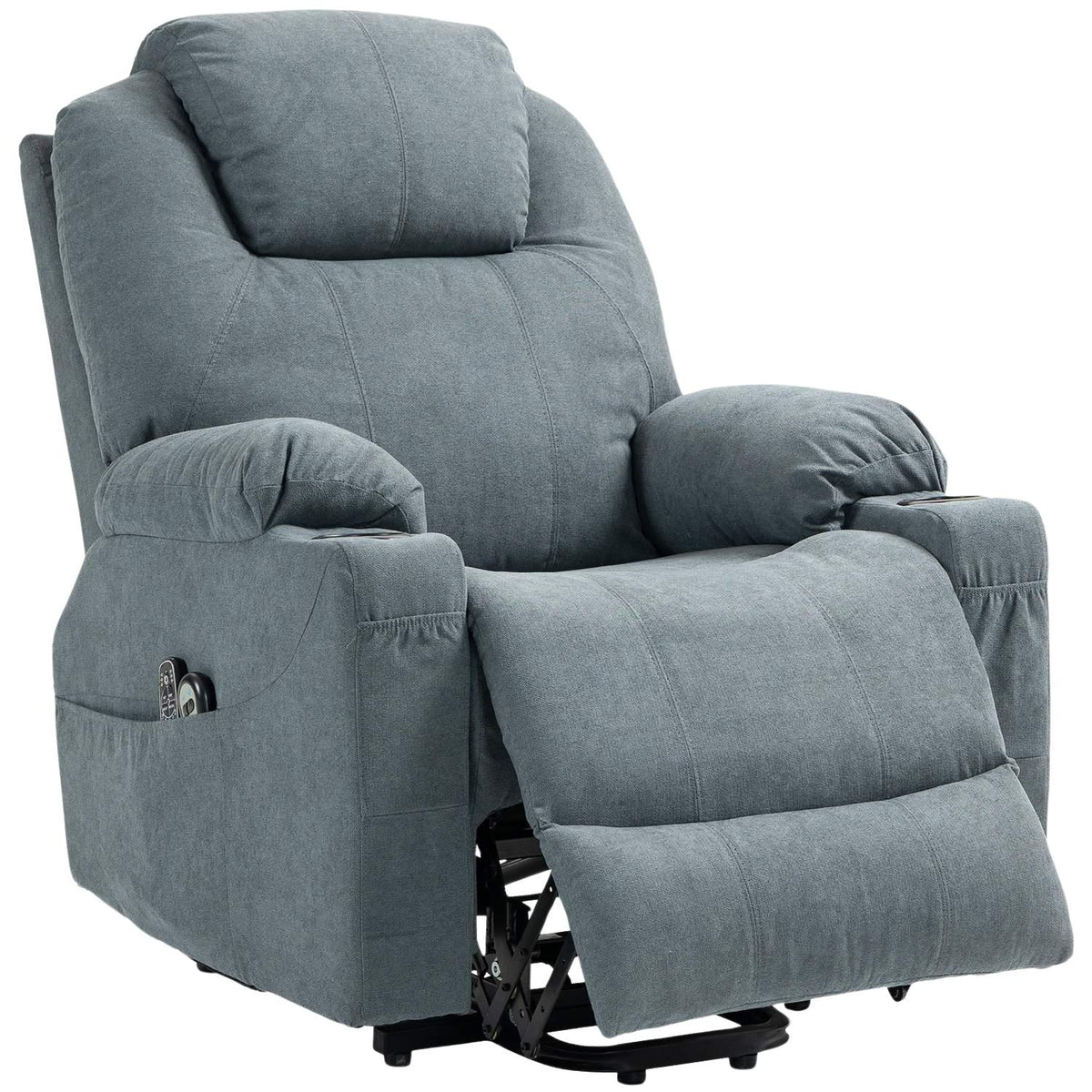 Elektrische relaxfauteuil met warmte en massage, donkergrijs