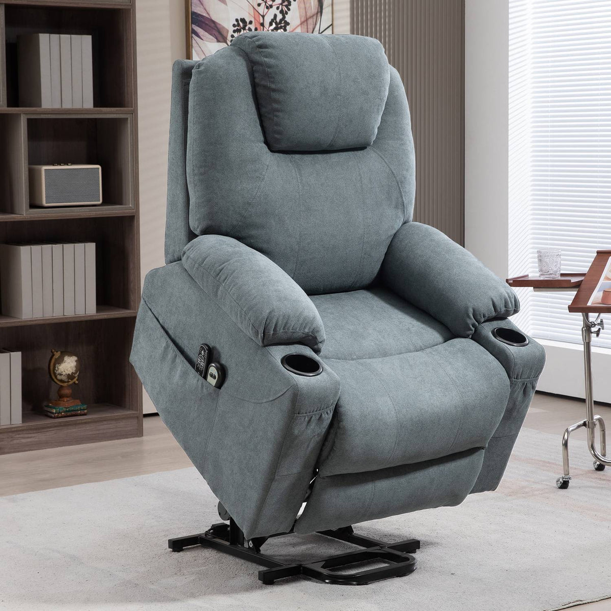 Elektrische relaxfauteuil met warmte en massage, donkergrijs