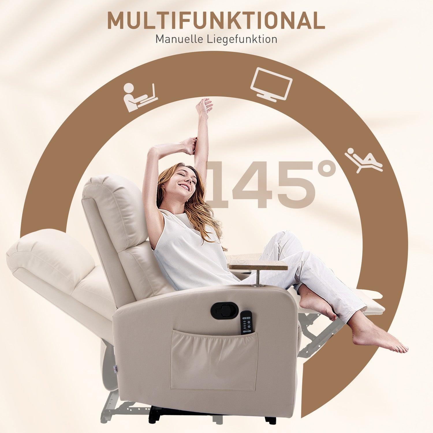 Elektrische relaxfauteuil, microvezel, lichtgrijs, massagefunctie