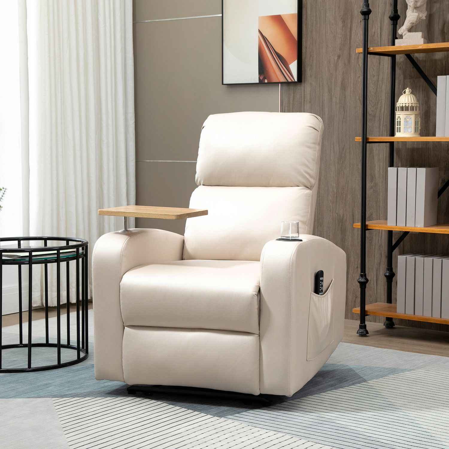 Elektrische relaxfauteuil, microvezel, lichtgrijs, massagefunctie