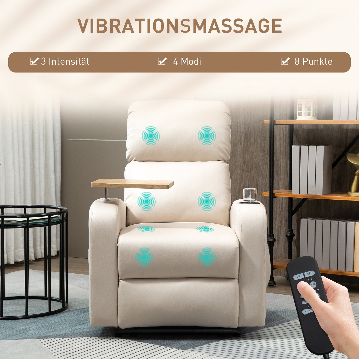 Elektrische relaxfauteuil, microvezel, lichtgrijs, massagefunctie