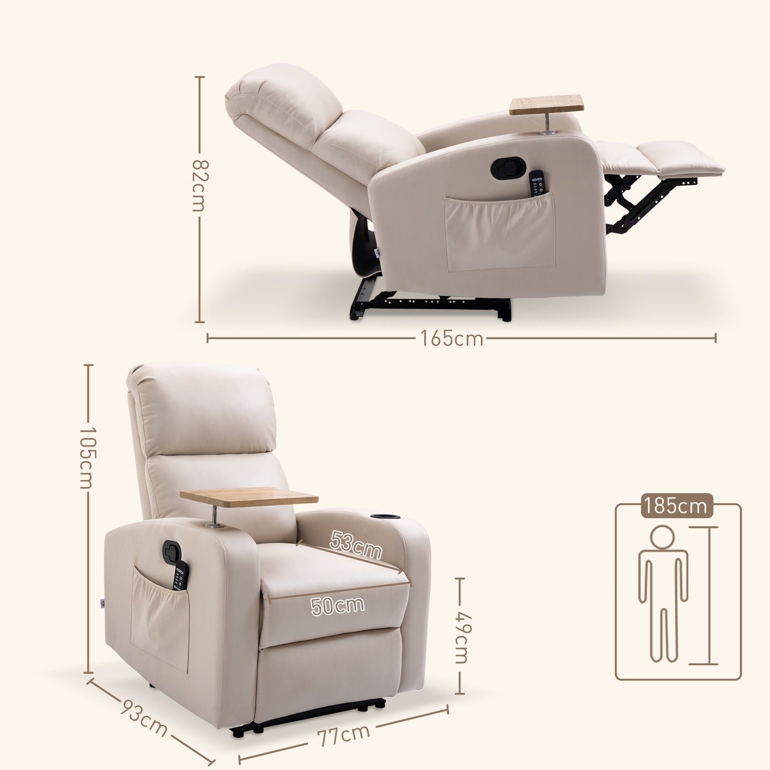 Elektrische relaxfauteuil, microvezel, lichtgrijs, massagefunctie