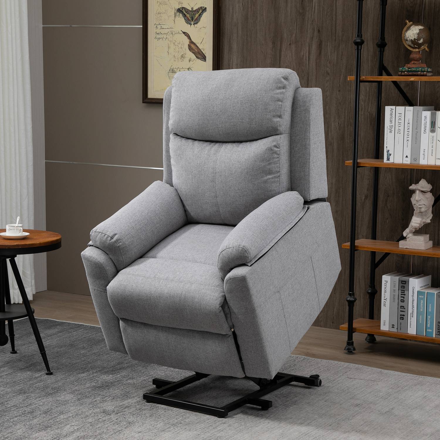 Elektrische relaxfauteuil – sta-op-hulp, 1 motor, grijs