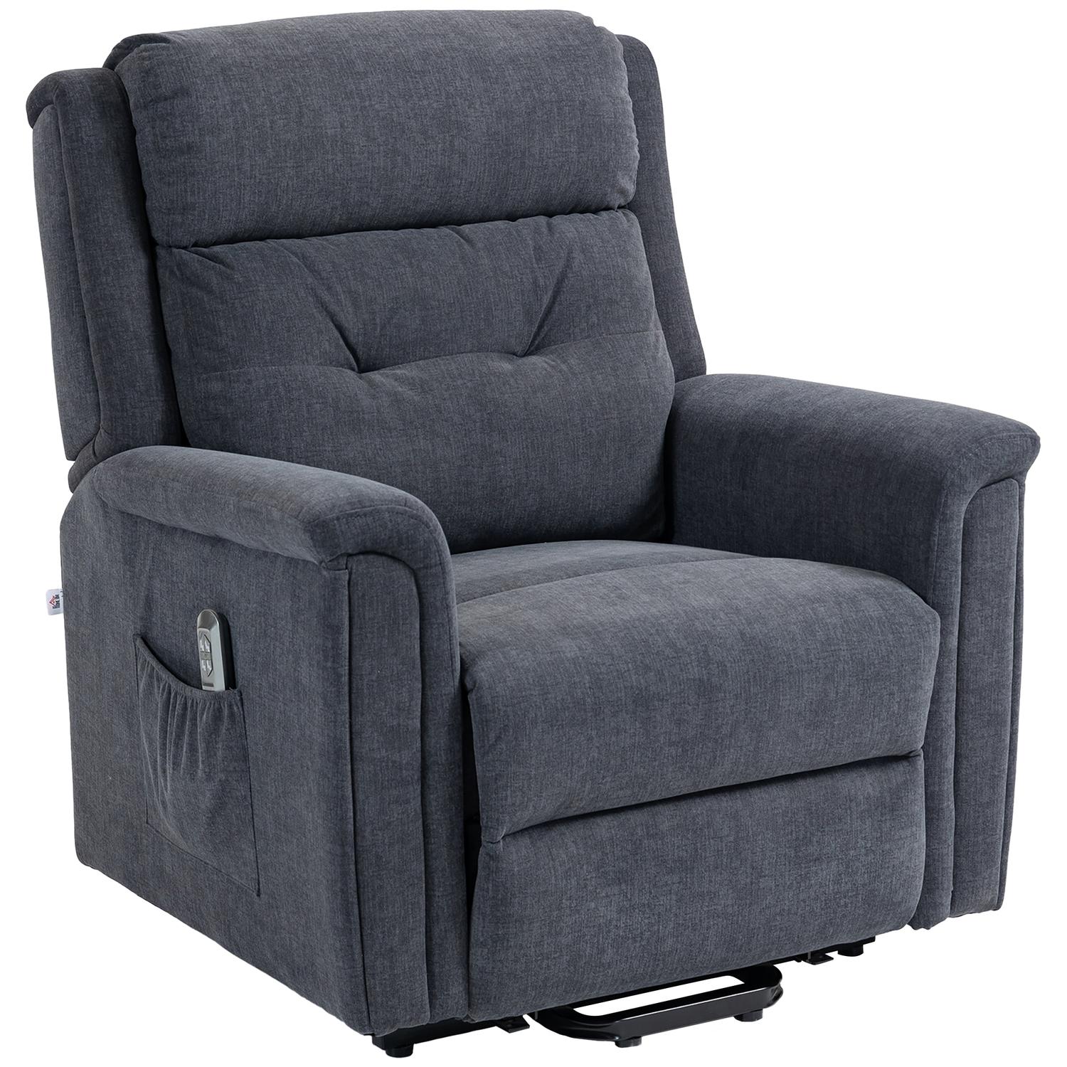 Elektrische relaxfauteuil, sta-op-hulp, afstandsbediening, donkergrijs
