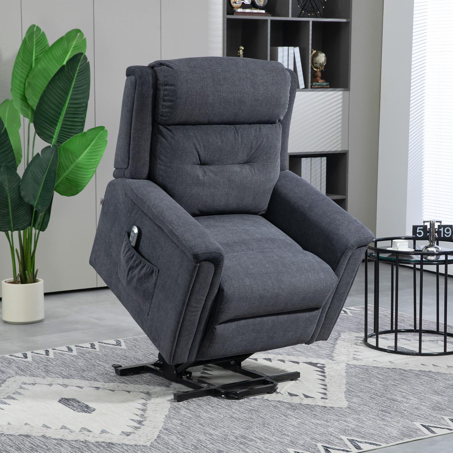 Elektrische relaxfauteuil, sta-op-hulp, afstandsbediening, donkergrijs