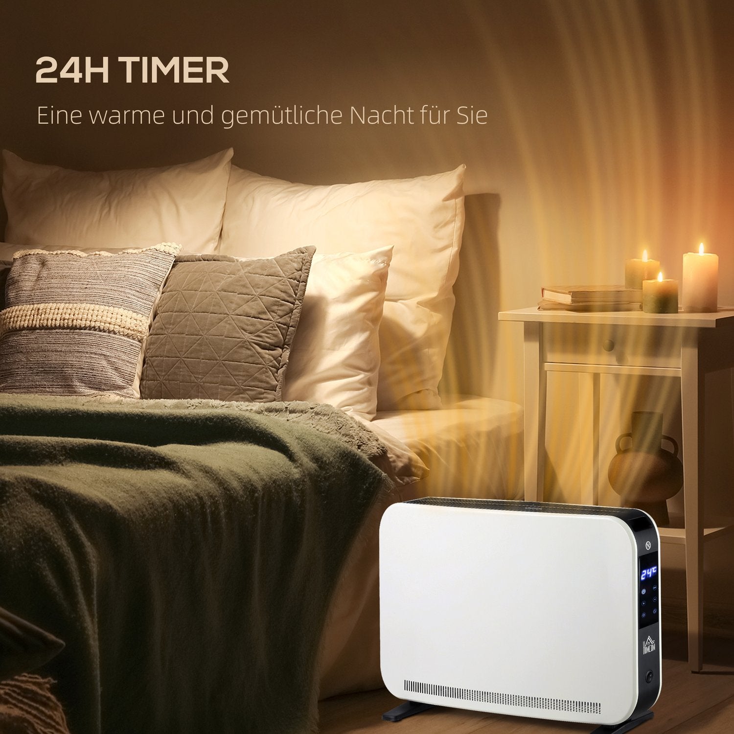 Elektrische kachel 2180W, 3 warmtestanden, timer, wit