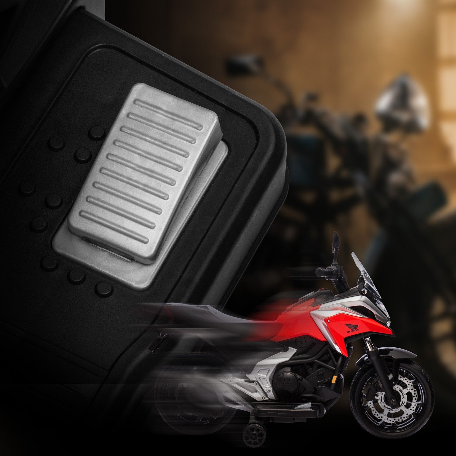 Kinderelektromotor, 12V met MP3, USB, LED-verlichting, rood