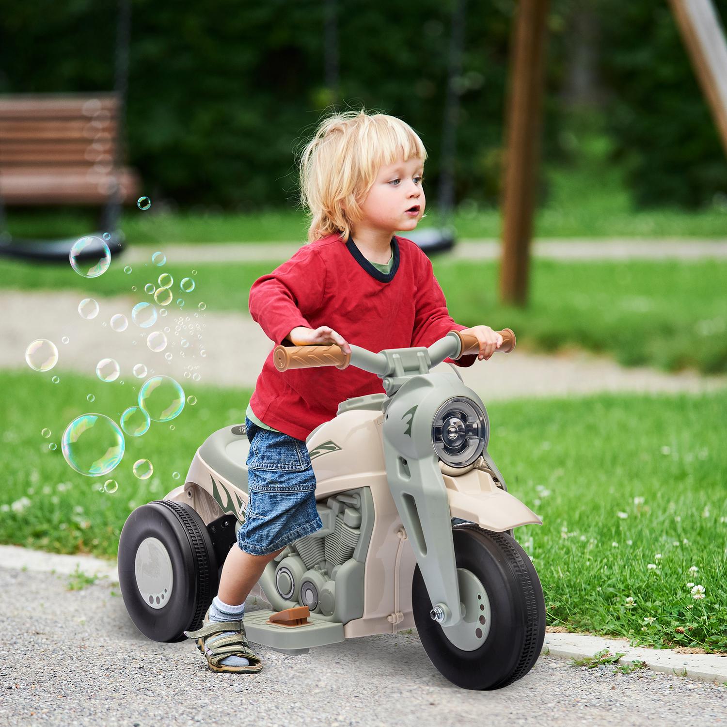 Elmotorcykel för barn, 6V barnmotorcykel med musik, blåser 2,5-3 km/h, för 2-5 år gamla barn
