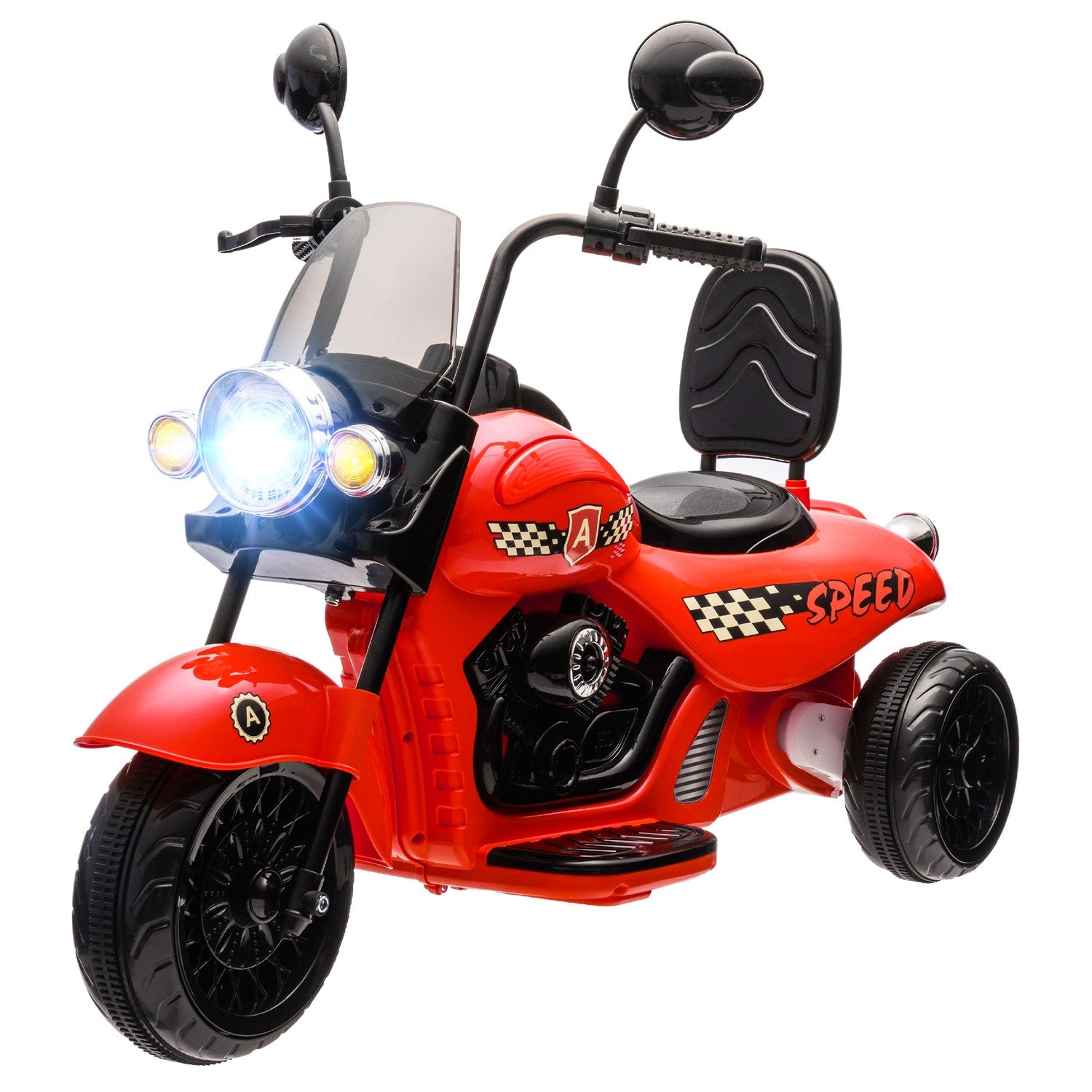 Elektrische kindermotor, LED, Muziek, 3-6 jaar, Rood