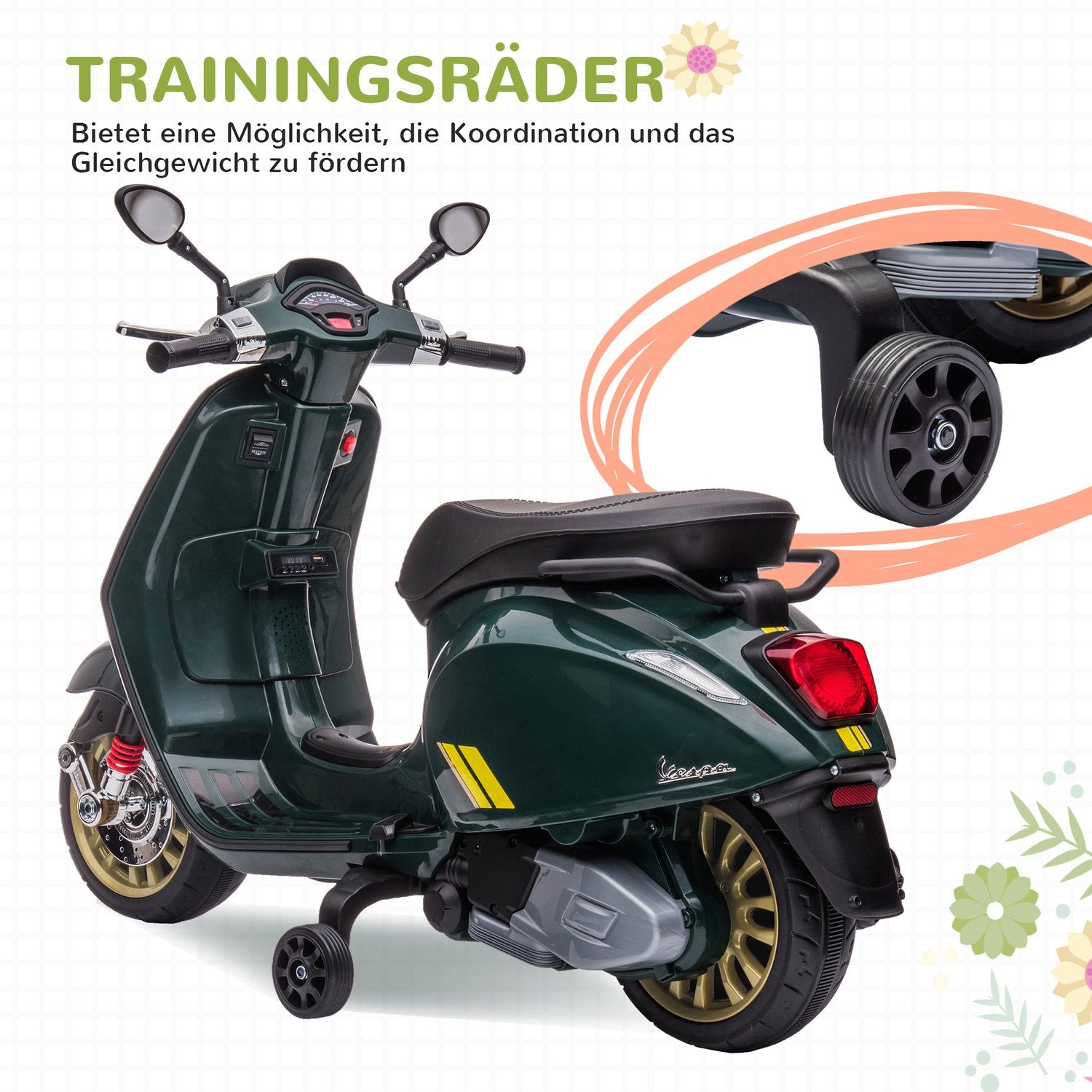 Elektrische motorfiets voor kinderen met MP3, LED, 3-6 jaar