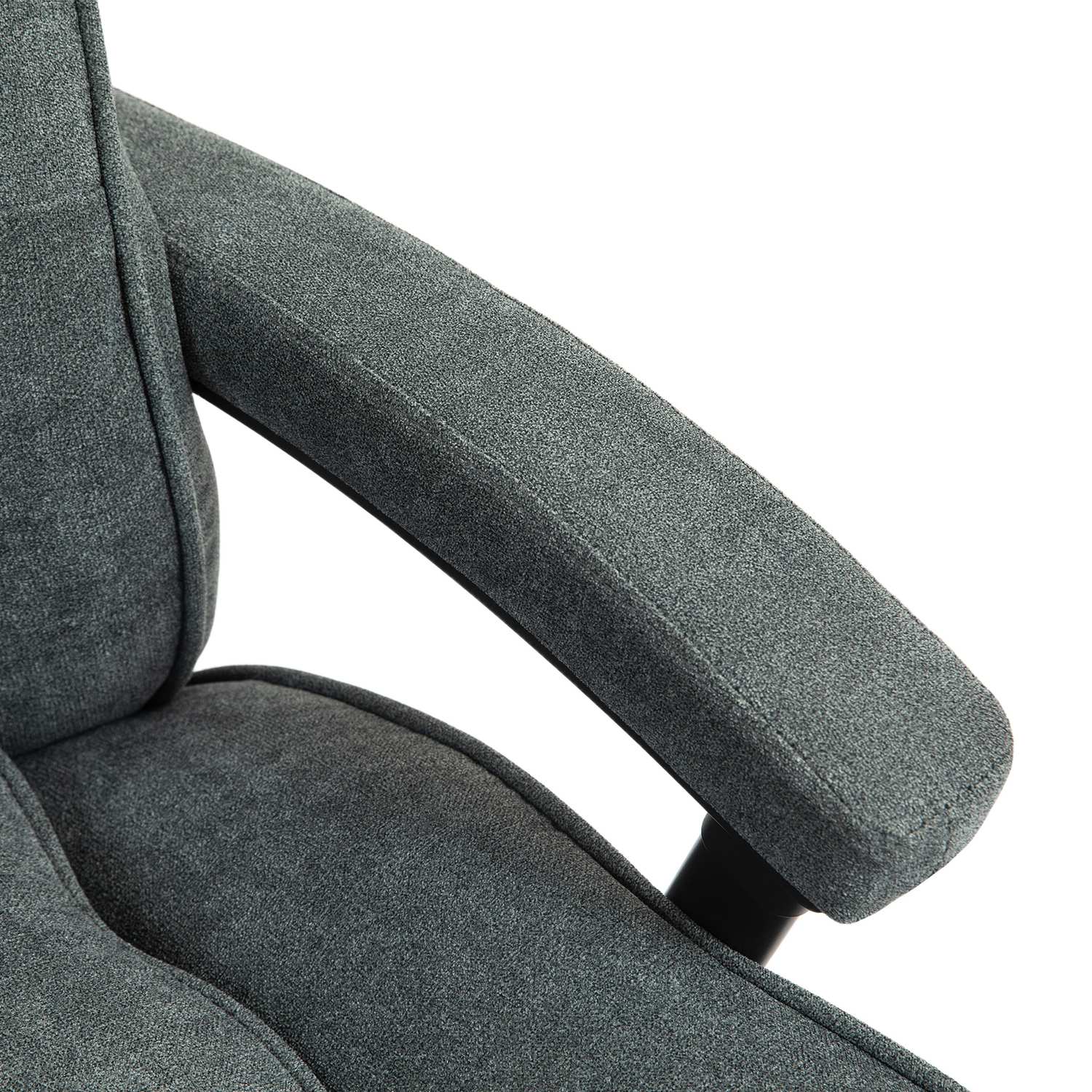 Ergonomisk grå kontorsstol, linnelook, höjdjusterbar