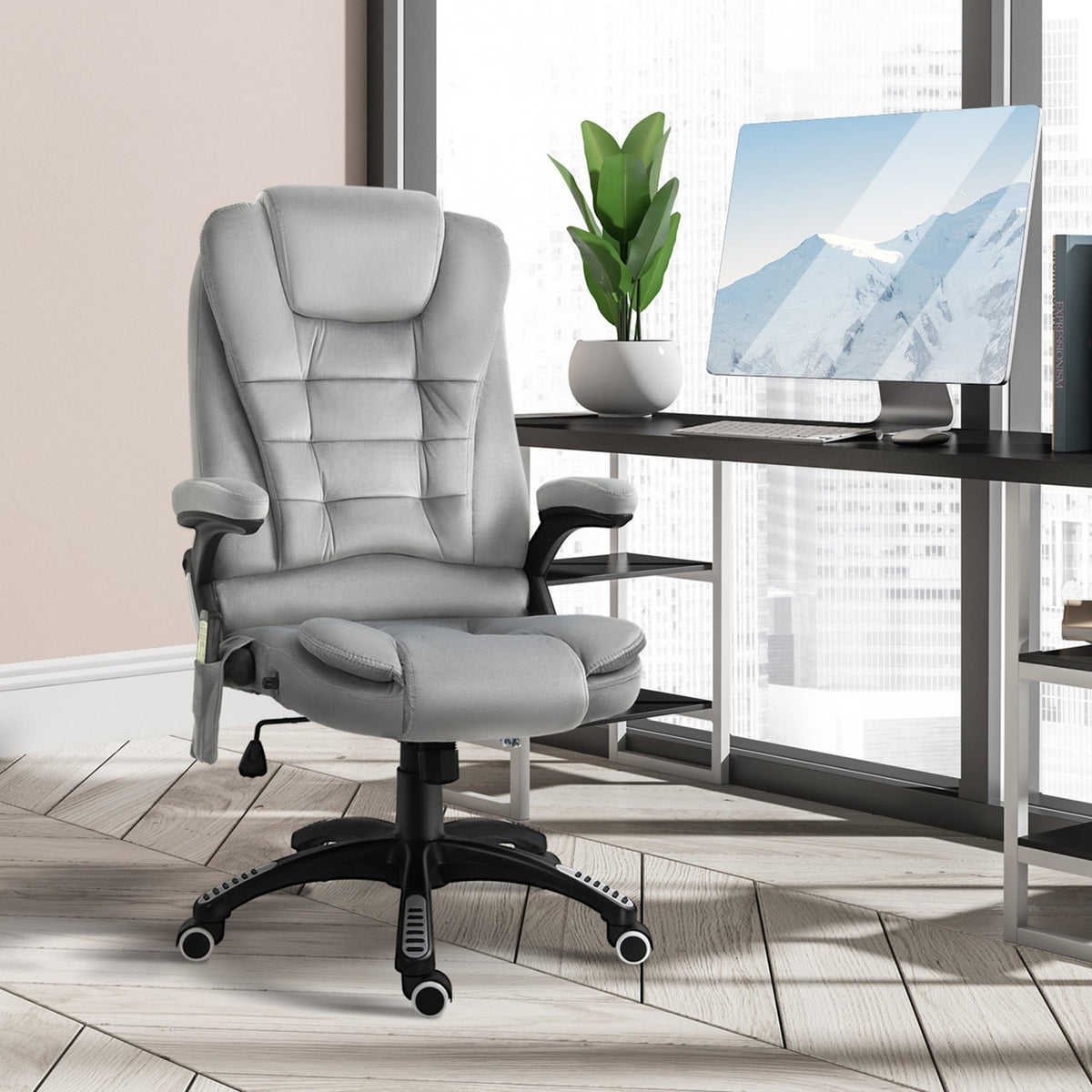 Ergonomische grijze massagestoel – in hoogte verstelbaar kantoor/gaming