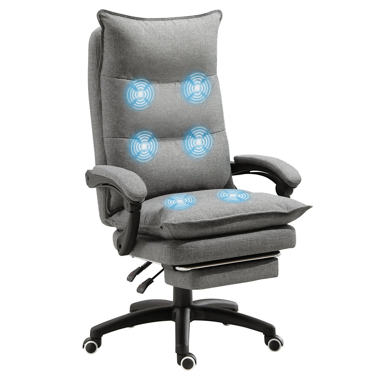 Ergonomische grijze draaibare gamestoel, in hoogte verstelbaar, nylon