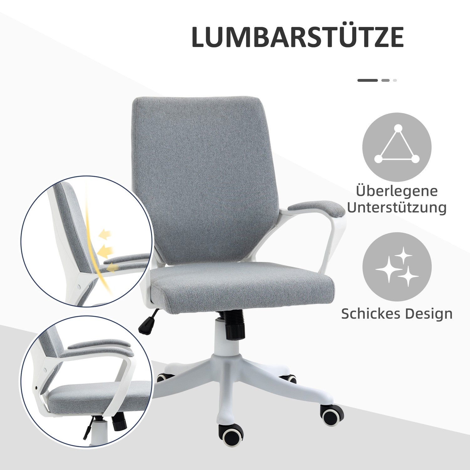 Ergonomische bureaustoel, 360° draaibaar, verstelbare rugleuning
