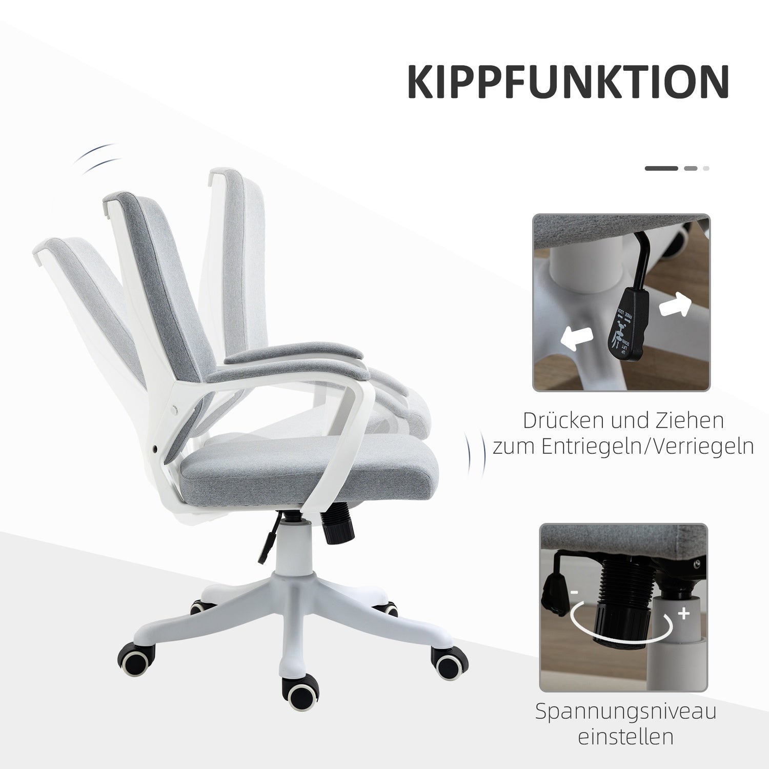 Ergonomische bureaustoel, 360° draaibaar, verstelbare rugleuning