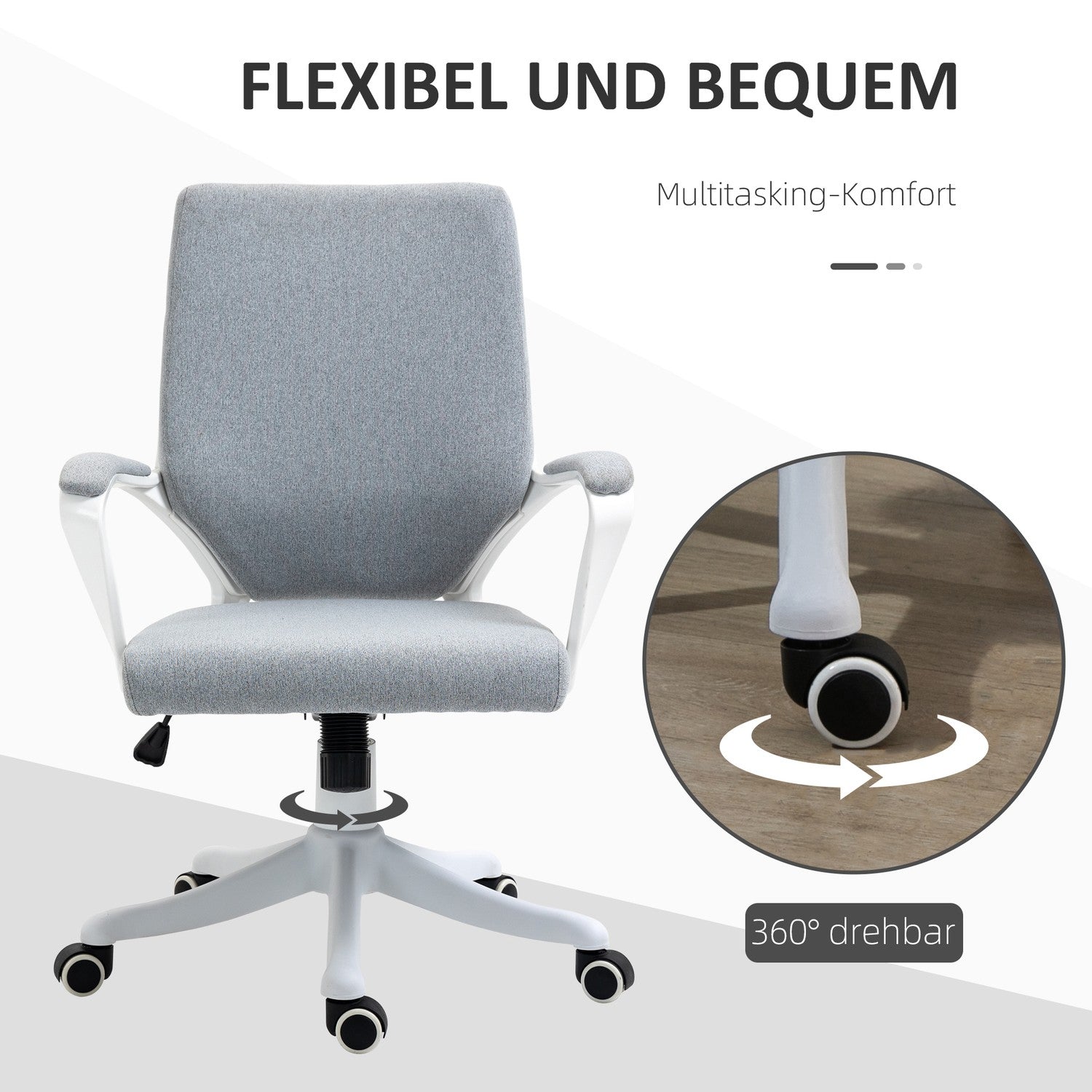 Ergonomische bureaustoel, 360° draaibaar, verstelbare rugleuning