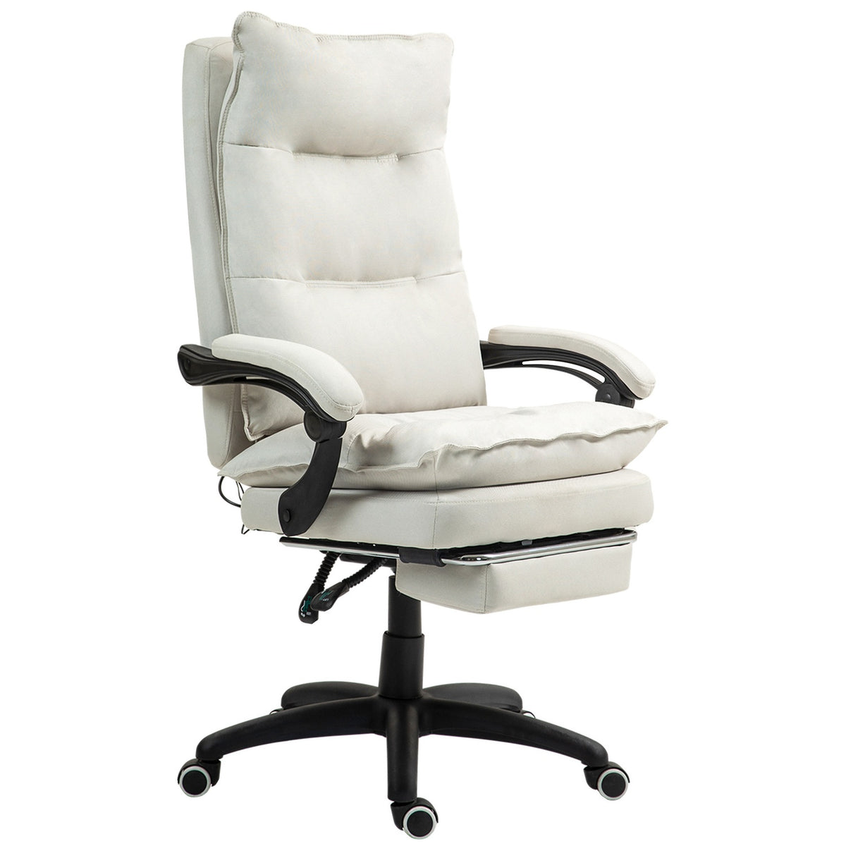 Ergonomische bureaustoel, massage & kantelfunctie, crème wit