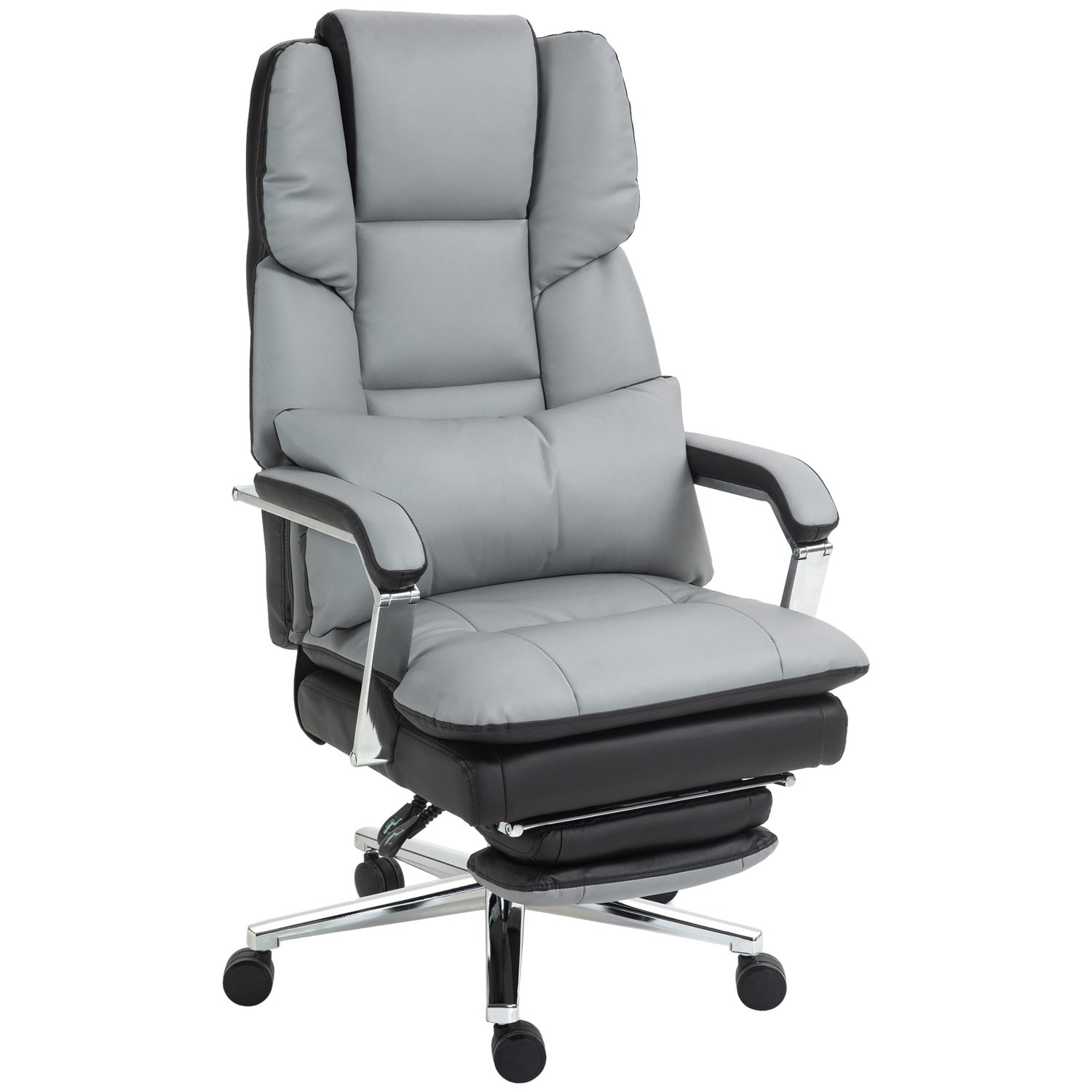 Ergonomischer Bürostuhl, wippend, 180 kg Belastung, hellgraues Leder