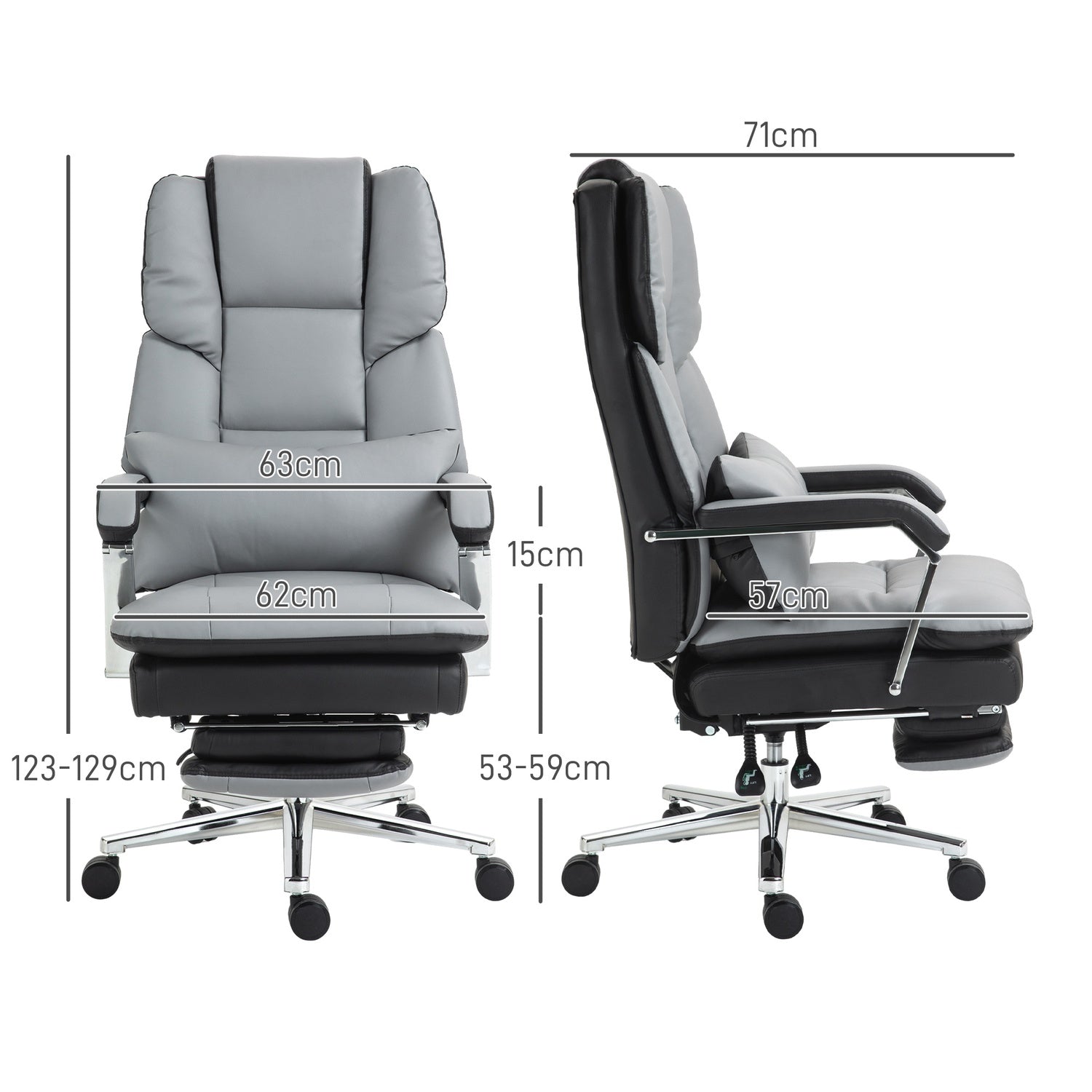 Ergonomischer Bürostuhl, wippend, 180 kg Belastung, hellgraues Leder