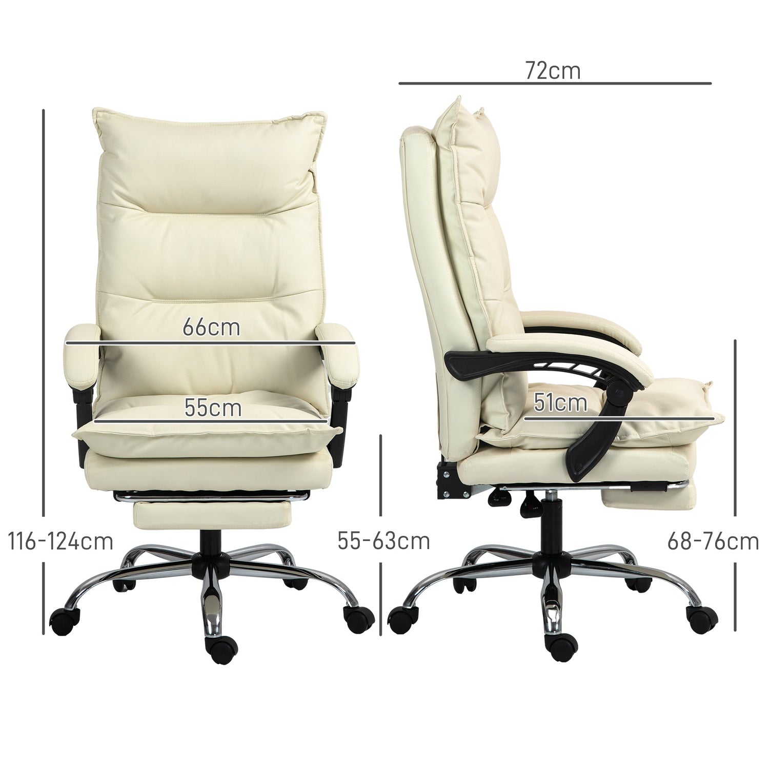 Ergonomische bureaustoel, in hoogte verstelbaar, 155° kantelbaar, beige