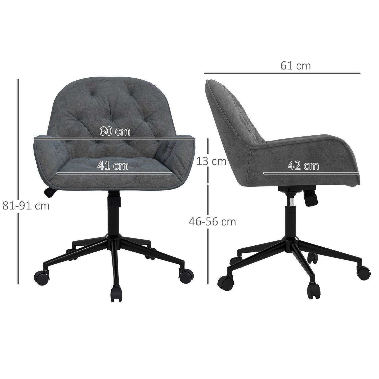 Ergonomische bureaustoel, in hoogte verstelbaar, fluweellook