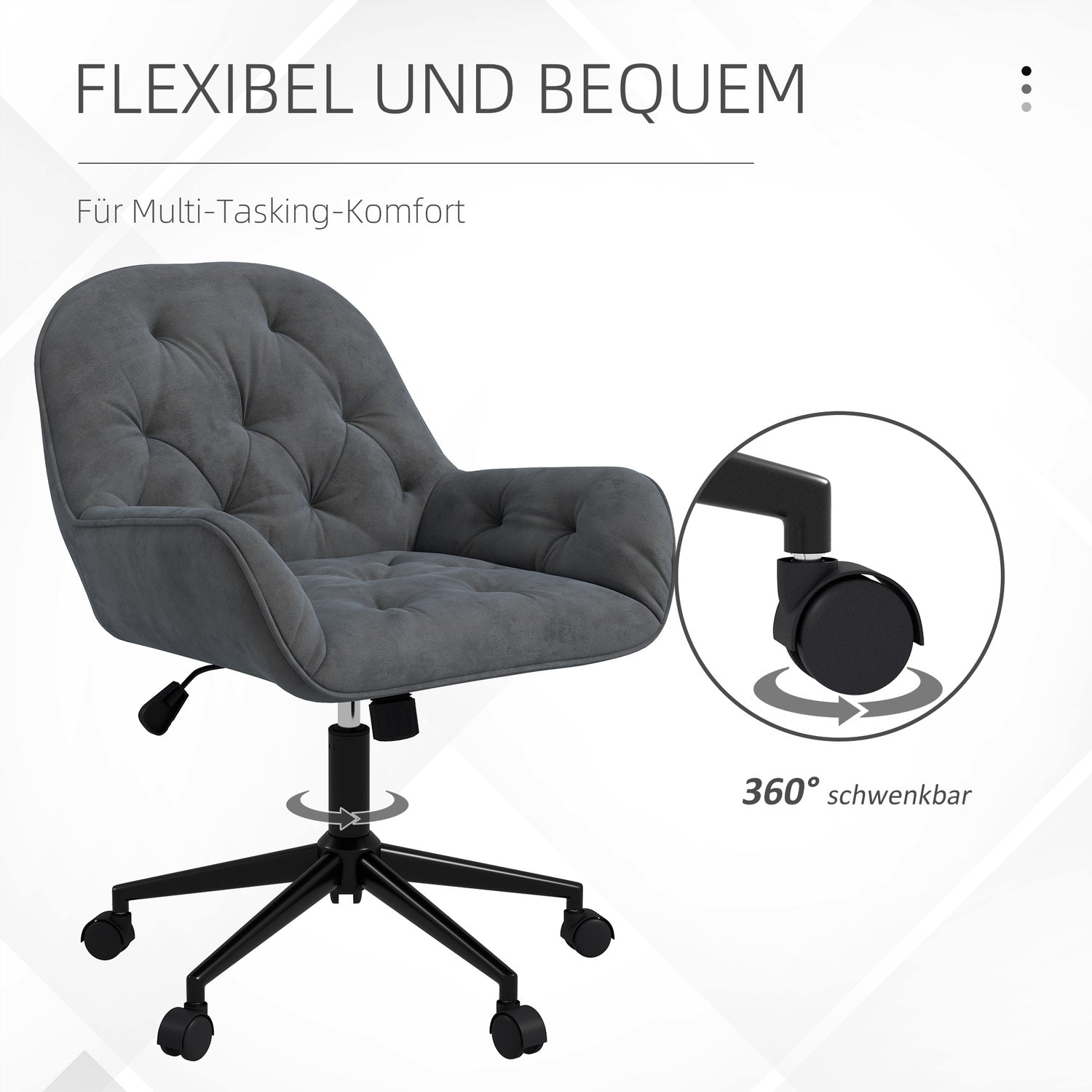 Ergonomische bureaustoel, in hoogte verstelbaar, fluweellook