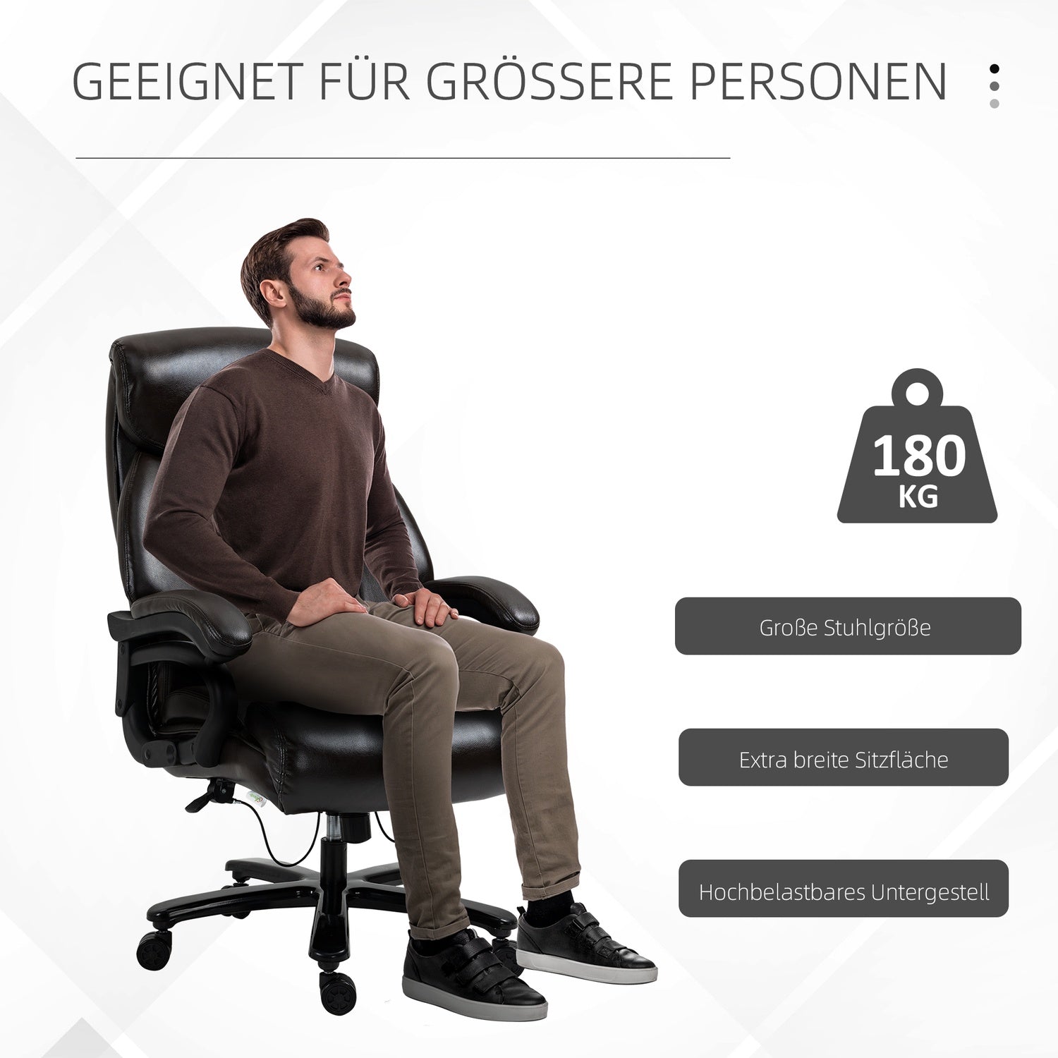 Ergonomische bureaustoel, verstelbaar, 180 kg capaciteit