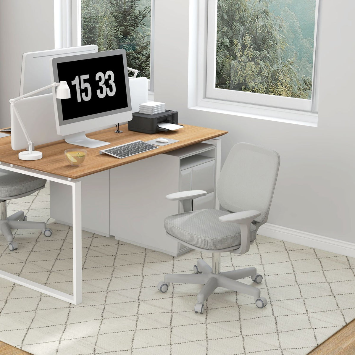 Ergonomische bureaustoel, verstelbare hoogte, grijs, 360° draaibaar