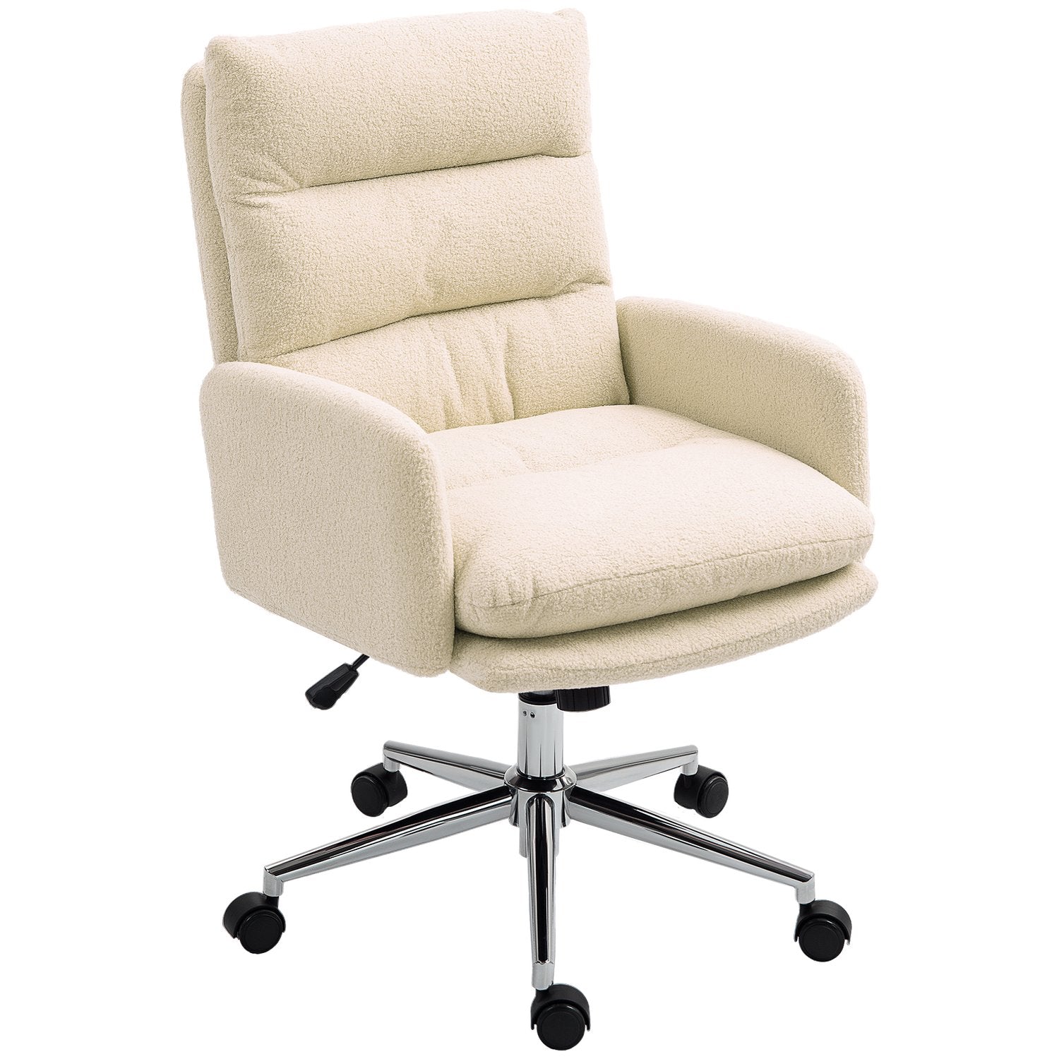 Chaise de bureau ergonomique, aspect laine d'agneau, réglable en hauteur