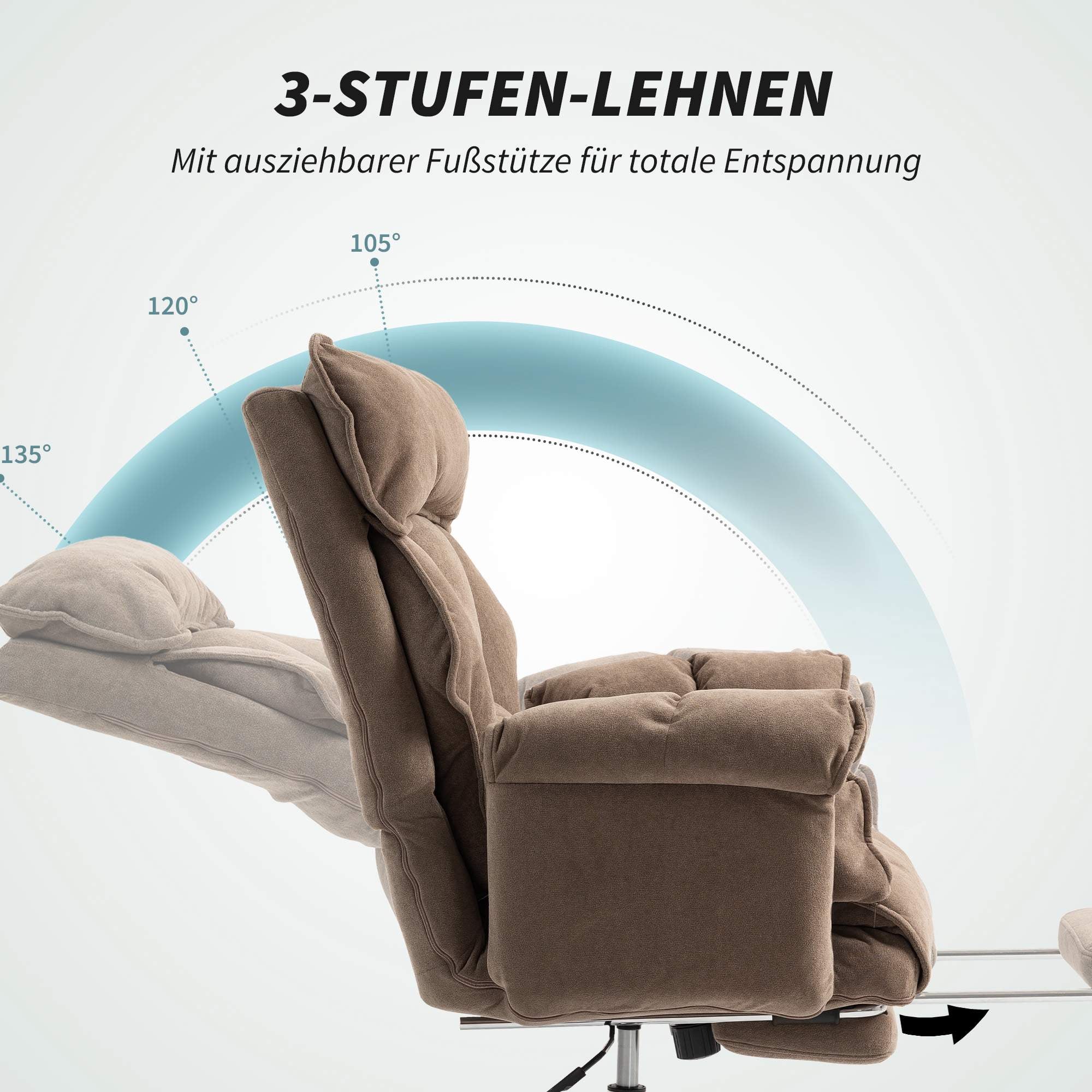 Ergonomisk kontorsstol med lutande ryggstöd och fotstöd