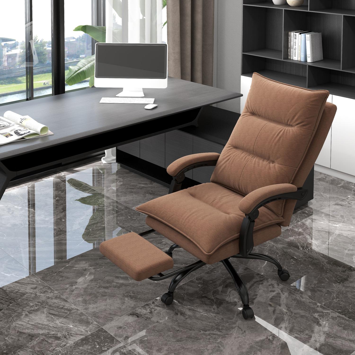 Ergonomisk kontorsstol med massage, 155° lutning – brun