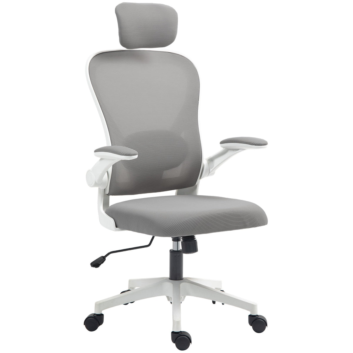 Ergonomische bureaustoel, mesh, opklapbare armleuningen, grijs